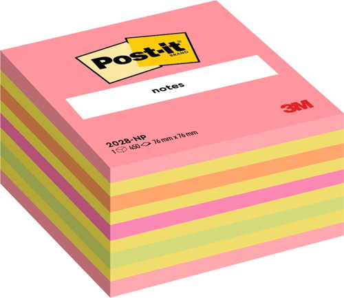 Post-it Note Cube Pad of 450 Sheets 76x76mm Neon Assorted Ref 2028NP