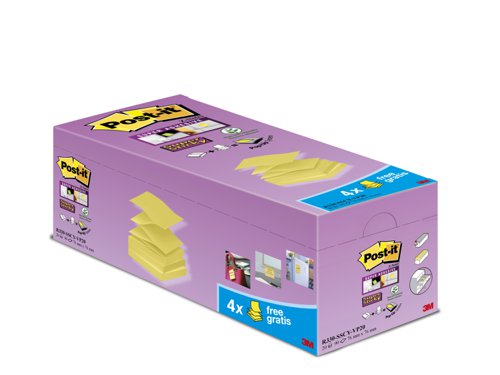 Post-it Super Sticky Z-Notes 76 mm x 76 mm Canary Yellow (Pack 16 + 4 FREE) 7100234211