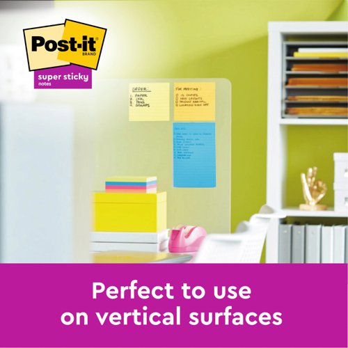39173MM - Post-it Super Sticky Large Z-Notes Lined 101 mm x 101 mm Canary Yellow 90 Sheets Per Pad (Pack 5) 7100234252