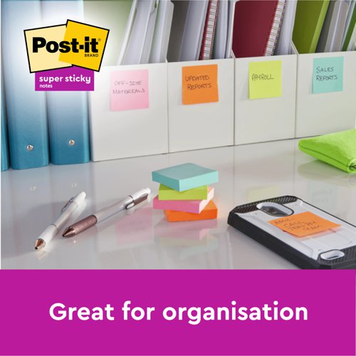 Post-it Super Sticky Z-Notes 76x76mm 90 Sheets Carnival (Pack of 6) R330-6SS-CARN Repositional Notes 3M99555