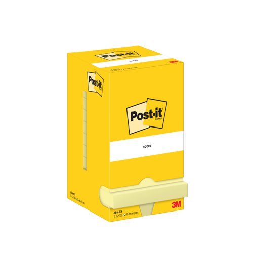 Post-it Canary Yellow Notes Pad of 100 Sheets 76x76mm Ref 654Y [Pack 12]