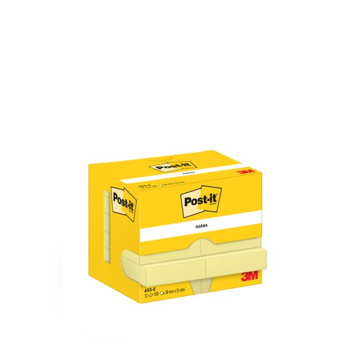 Post-it Canary Yellow Notes Plain 38x51mm 653YE [Pack 12]