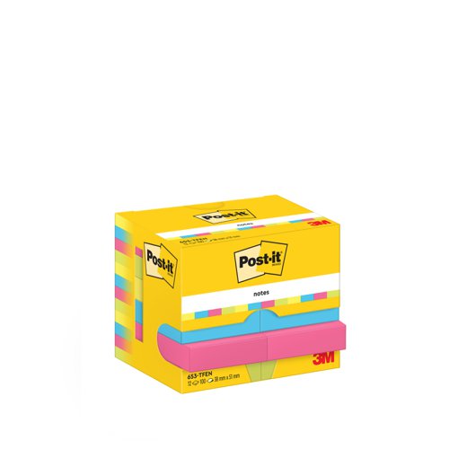 Post-it Notes 38x51mm 100 Sheets Energetic Colours (Pack 12) 653-TFEN - 7100290179  10100MM