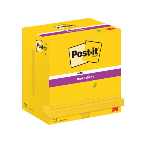 Post-it Super Sticky Notes 76x127mm 90 Sheets Ultra Yellow (Pack 12) - 7100290188