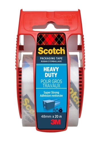 Scotch Packaging Tape Transparent Extra Resistant 48mm x 20m in Hand Dispenser (Pack 1) 7100296013