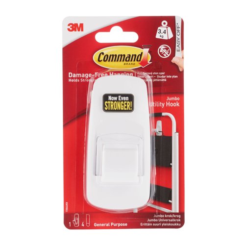 3M Command Jumbo Utility Hook With Command Adhesive Strips White (Each) - 7100134362