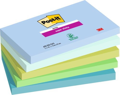 Postit Super Sticky Notes Oasis 76mm x 127mm Pk5