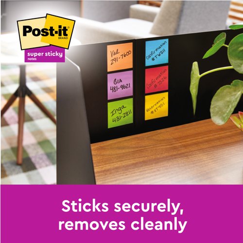 Post-it Super Sticky Notes 76x76mm 90 Sheets Carnival Colours (Pack 6) 7100147841
