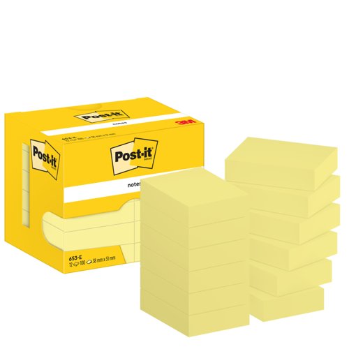 3M PostIt Notes Pad 38x51mm Canary Yellow