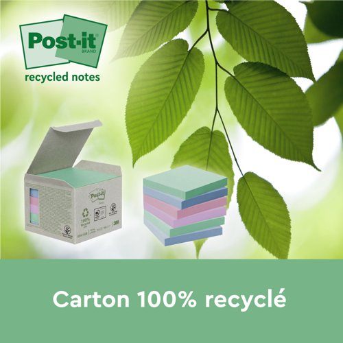 PostIt Super Sticky Recycle 76x76 Assorted Pack 12