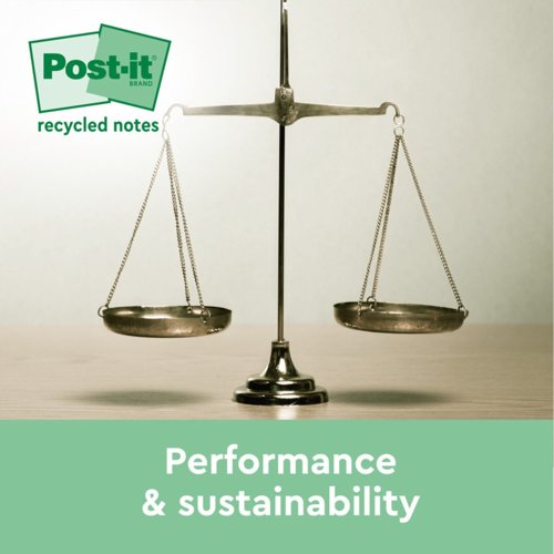 Post-it Recycled Notes 76x127mm 100 Sheets Cardboard Packaging Canary Yellow (Pack of 16) 655-1T