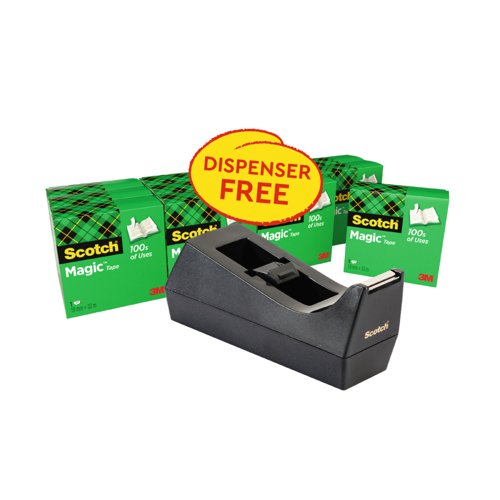 Scotch Magic Tape 810 19x33 12 Rolls & Free Dispenser
