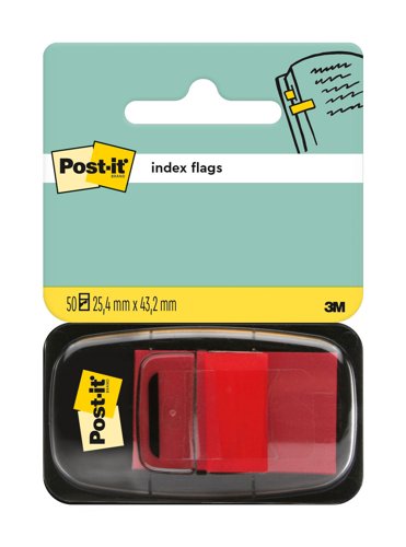 Post-it Index Flags Repositionable 25x43mm 12x50 Tabs Red (Pack 600) 7100089833
