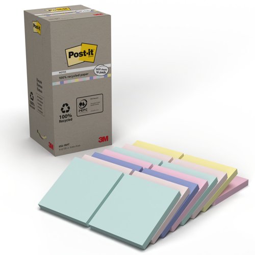 Postit Notes Recycled Pastel Rainbow Tower Pk16