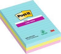 Post-It Pack of 3 Super Sticky Notes 101x152mm Ruled Cosmic Colours