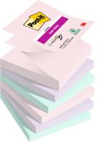 Post-it?? Super Sticky Z-Notes, Soulful Colour Collection, 76 mm x 76 mm, 90 Sheets/Pad, 6 Pads/Pack