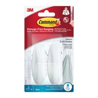 3M Command Medium Bath Oval Hooks With Command Adhesive Strips White (Pack 2) - 7100119054