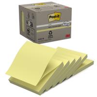 Post-it Recycled Z-Notes 76x76mm 100 Sheets Per Pad PEFC Canary Yellow (Pack 6)  - 7100172253
