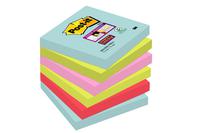 Post-It Super Sticky Notes Miami 76x76mm Aqua Neon Green Pink Poppy Ref 654-6SS-MIA [Pack 6]