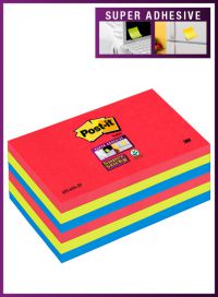 Post-it Super Sticky Colour Notes Pad 90 Sheets BoraBora 76x127mm Ref 655-6SS-JP [Pack 6]