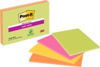 Post-it Super Sticky Meeting Pad 152x101mm 45 Sheets Neon Colours (Pack 4) 6445-SSP - 7100043257