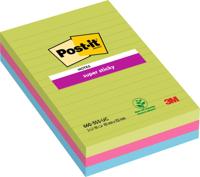 Post-it Pack of 3 Super Sticky Notes 102x152mm Ruled 90 Sheets Ultra Colours