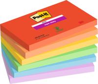 Post it Pack of 6 Super Sticky Notes Playful Colours 76x127mm 90 Sheet