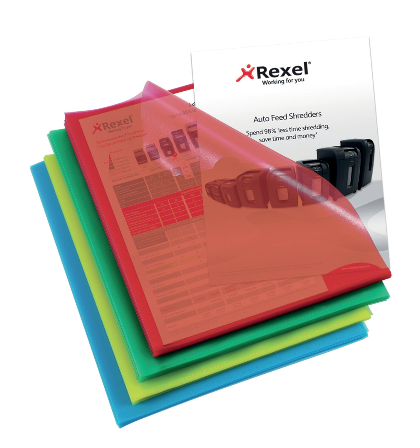 Rexel Quality A4 Document Folder, Assorted Colours, Embossed, 115mic, Cut Flush, Pack of 100