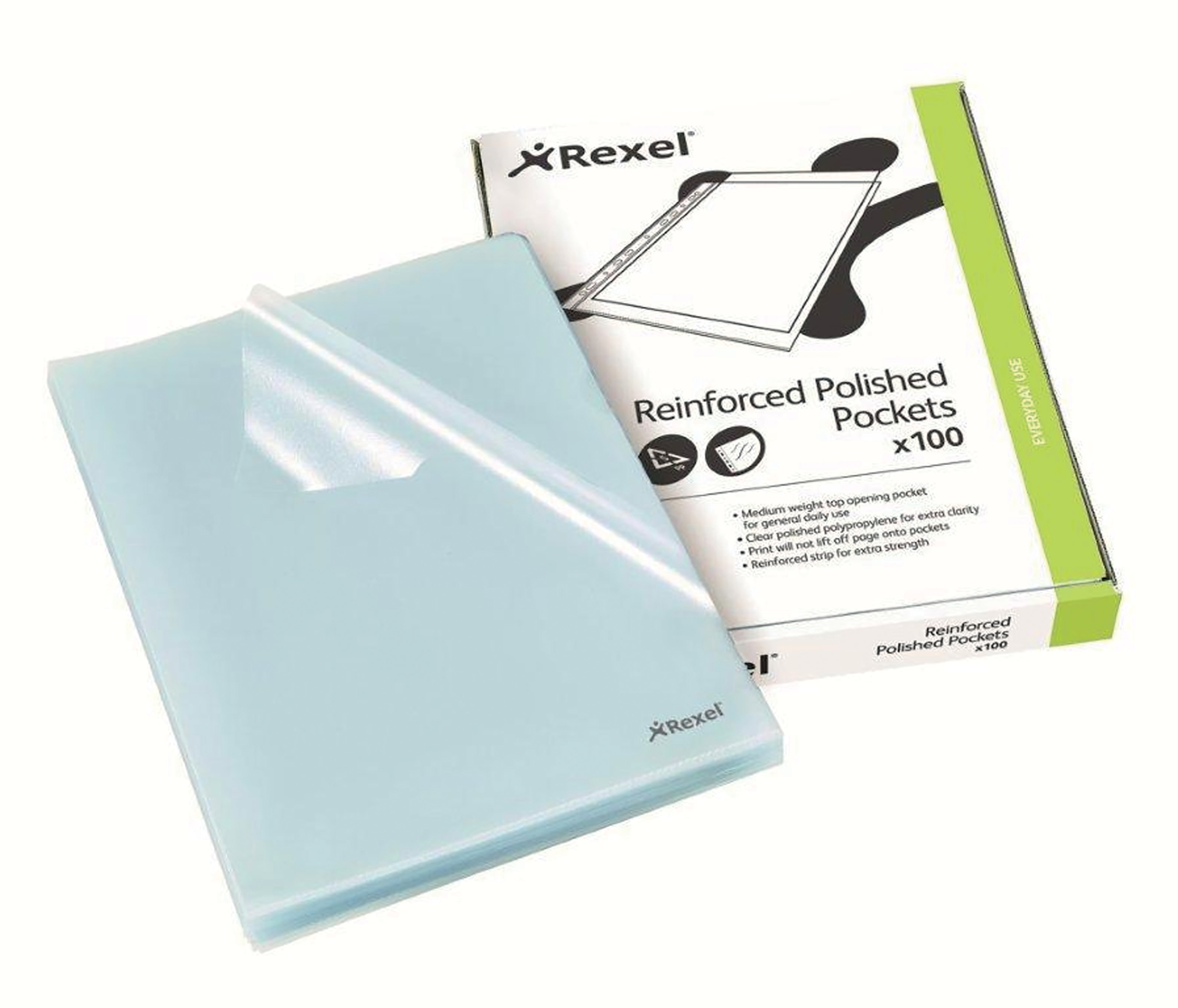 Rexel Essential A4 Document Folder, 30% pre-consumer recycled plastic, Clear Embossed, 85mic, Cut Flush, L-Folder, Pack 100
