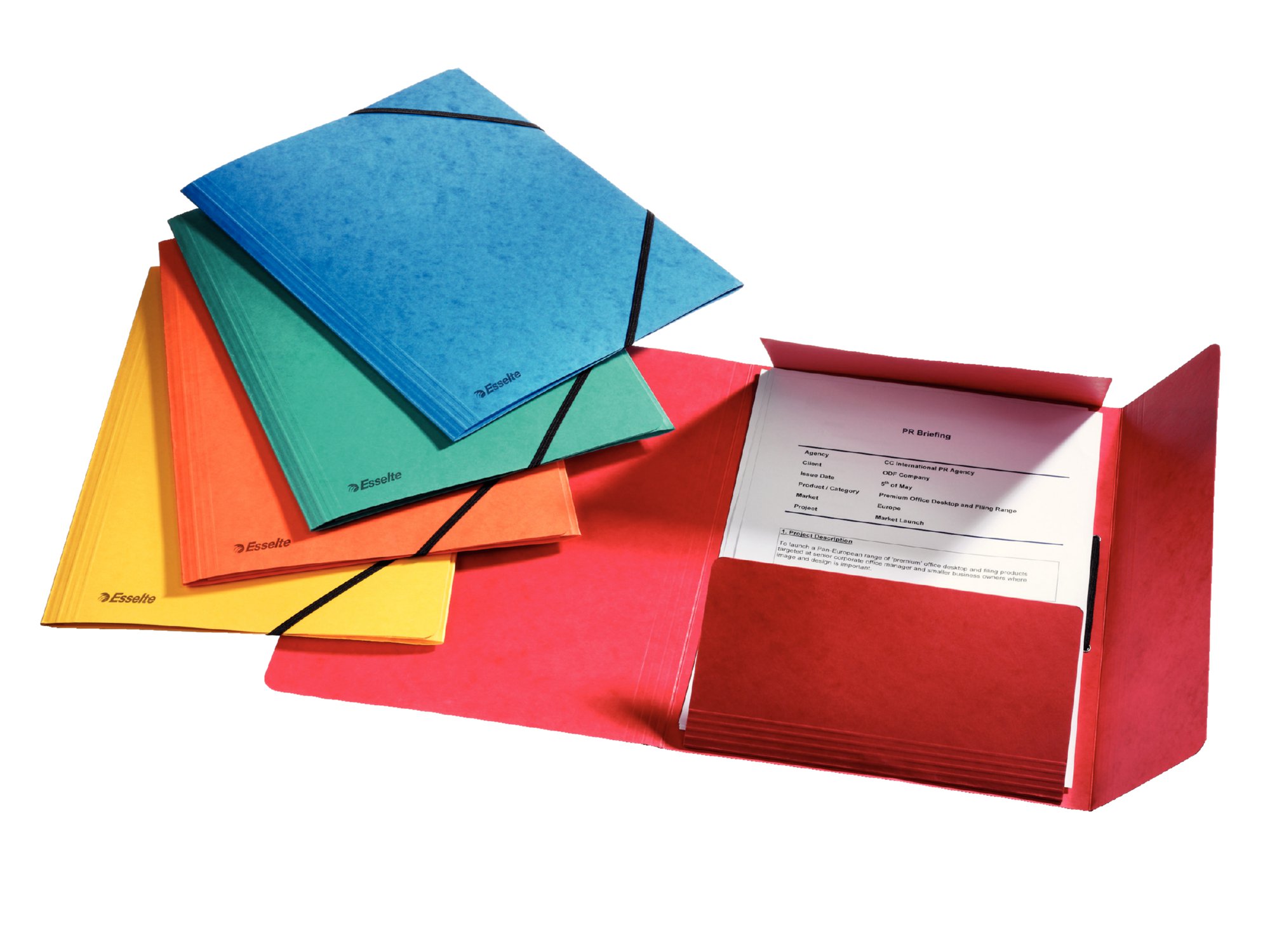 Esselte Rainbow 3-Flap Folder with elastic band (Pack of 5)