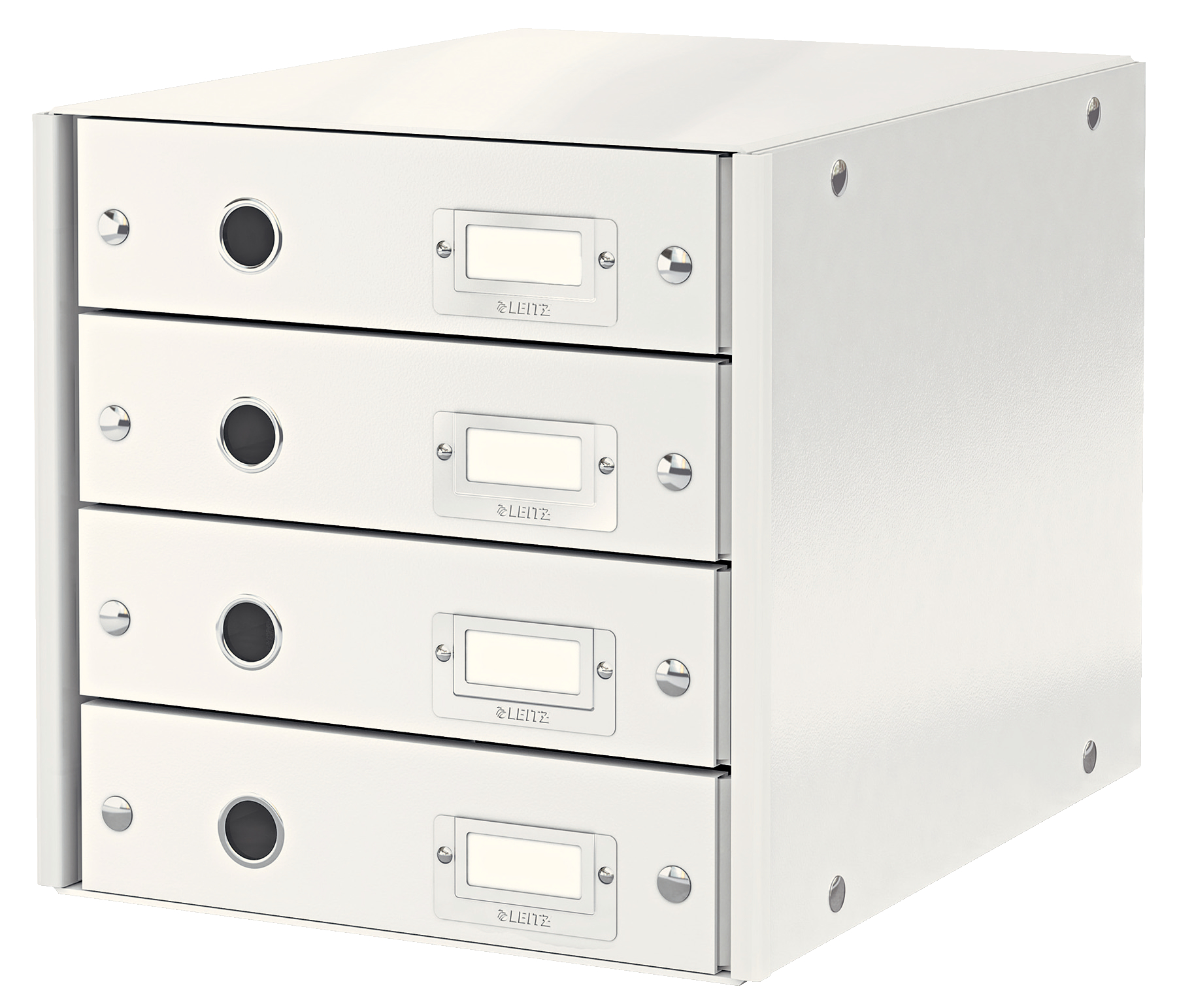 Leitz WOW Click & Store Drawer Cabinet (4 drawers). With thumbholes and label holders. For A4 formats. White