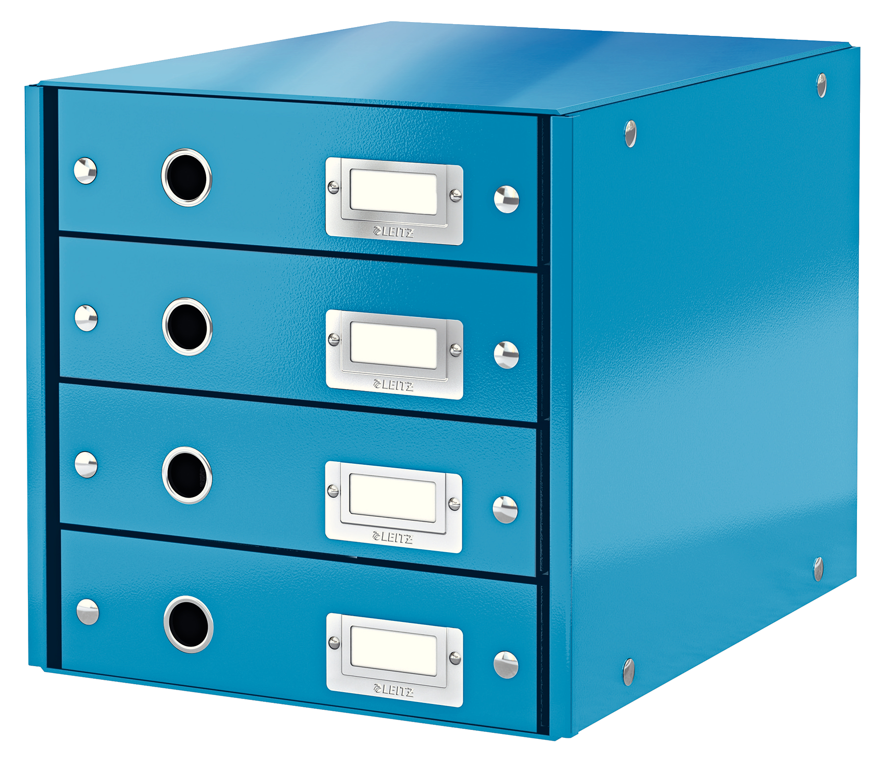 Leitz WOW Click & Store Drawer Cabinet (4 drawers). With thumbholes and label holders. For A4 formats. Blue.
