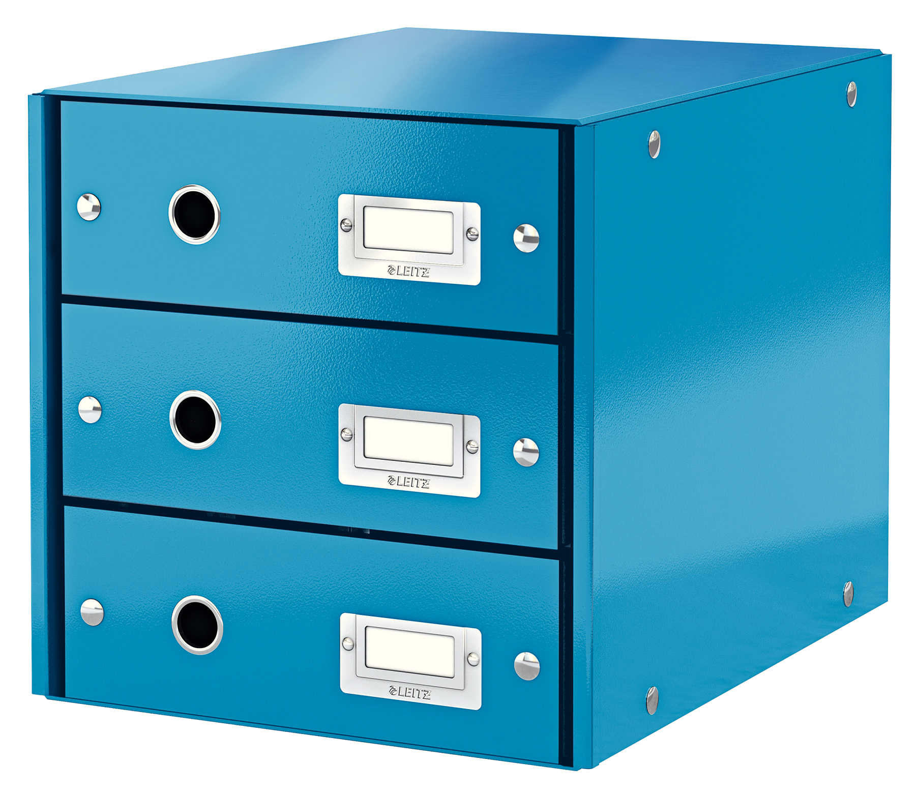 Leitz WOW Click & Store Drawer Cabinet (3 drawers).  With thumbholes and label holders. For A4 formats. Blue.