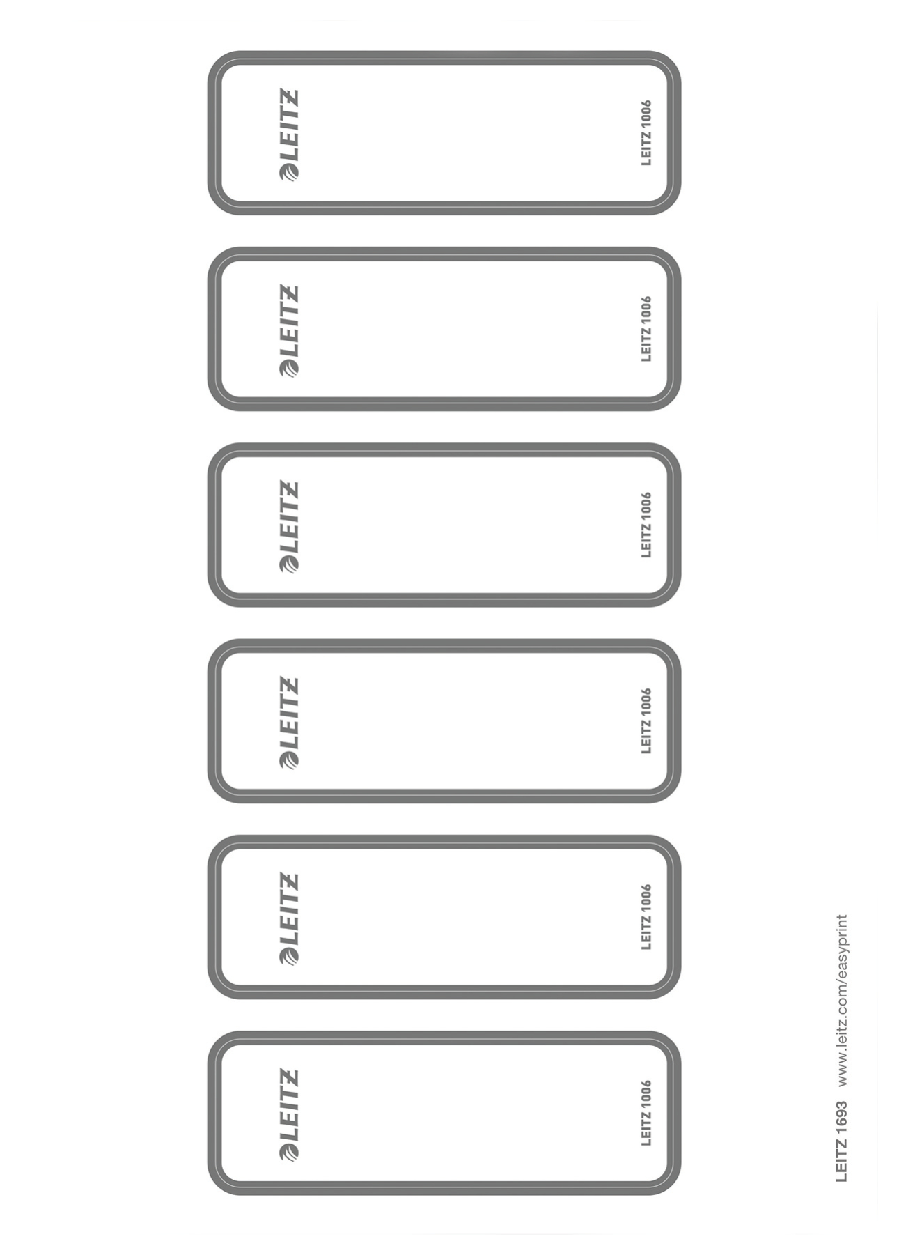 Leitz PC Printable Self-adhesive Spine Labels for WOW 1006 Lever Arch Files Grey (Pack of 60)
