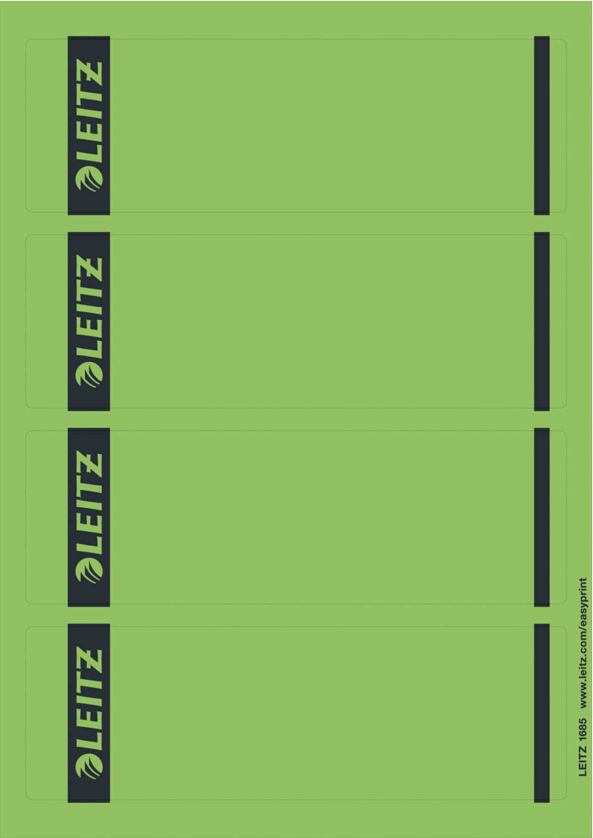 Leitz Printable Spine Labels for Standard Lever Arch Files - Green (Pack of 100)