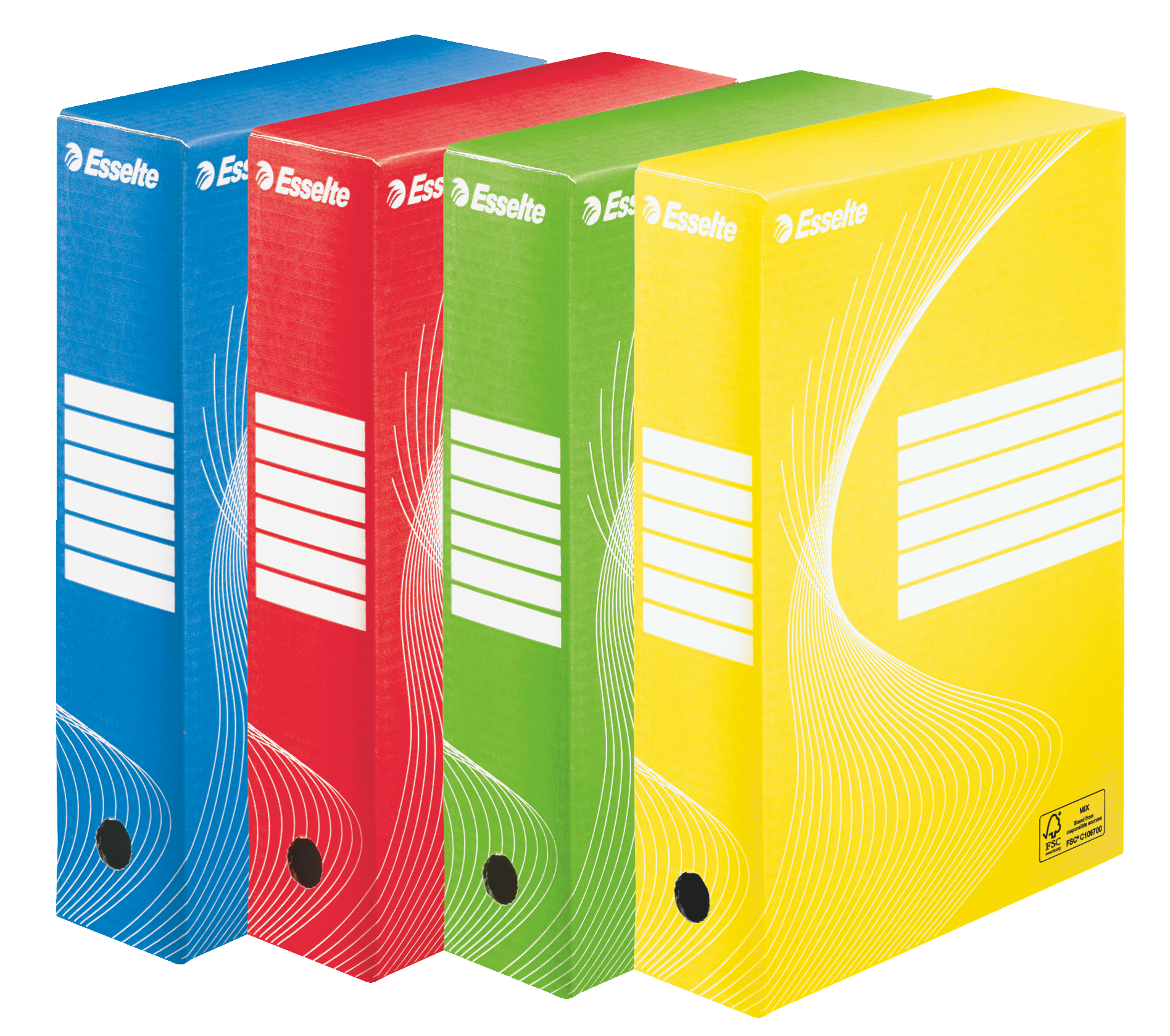 Esselte Standard Archiving Box, A4, 80mm - Assorted Colours (Pack of 10)
