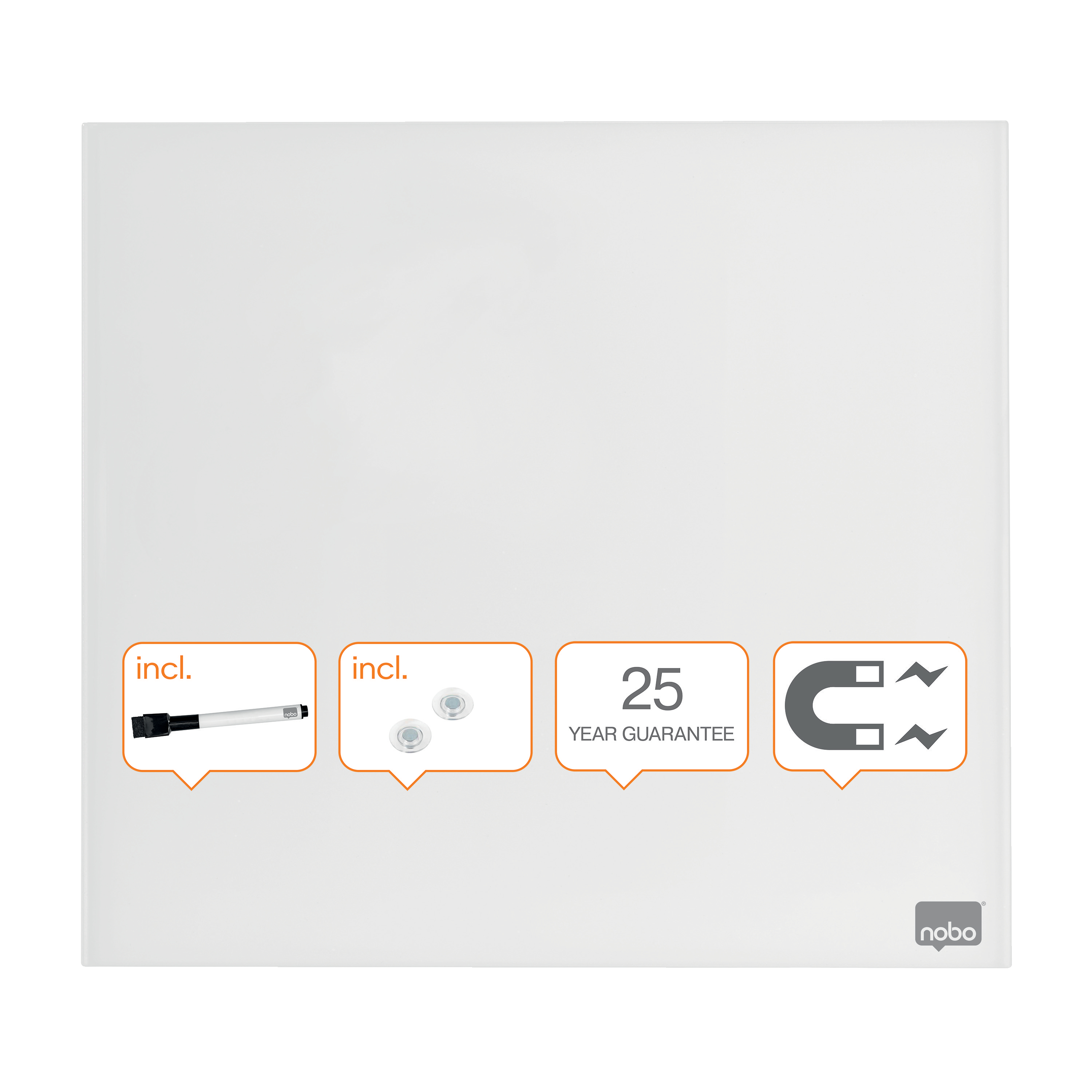 Nobo Glass Small Whiteboard, White, Magnetic Tile, 300 X 300mm