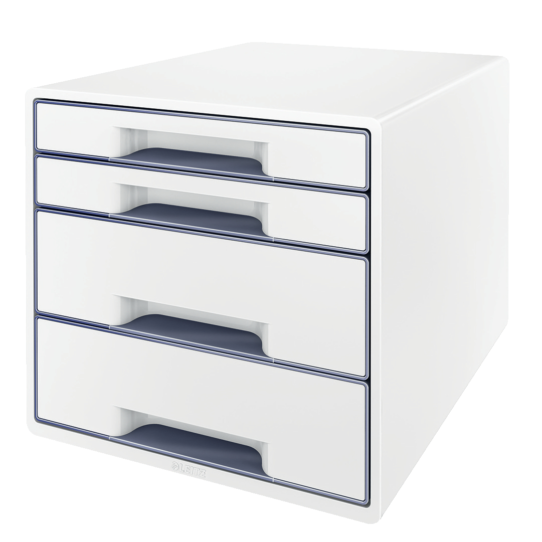 Leitz WOW CUBE Drawer Cabinet, 4 drawers (2 big and 2 small). A4 Maxi. White