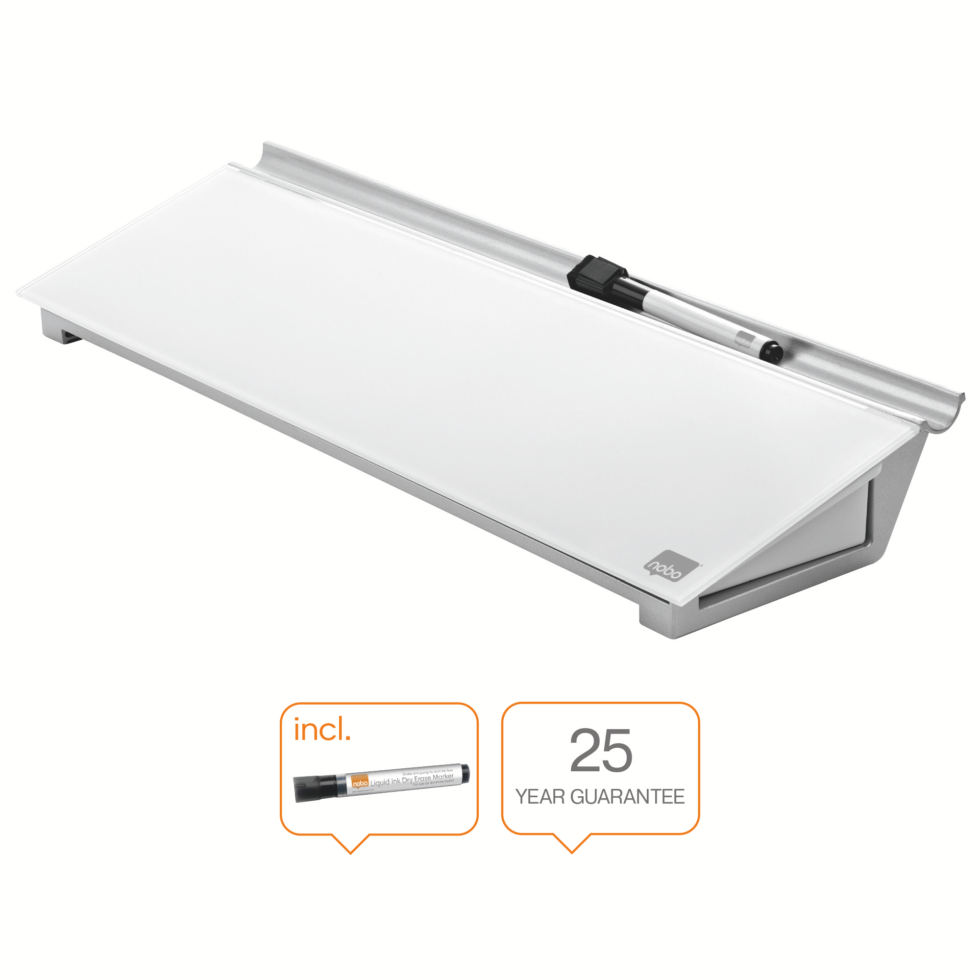 Nobo Glass Dry Wipe Notepad with Draw, White, Desktop Whiteboard