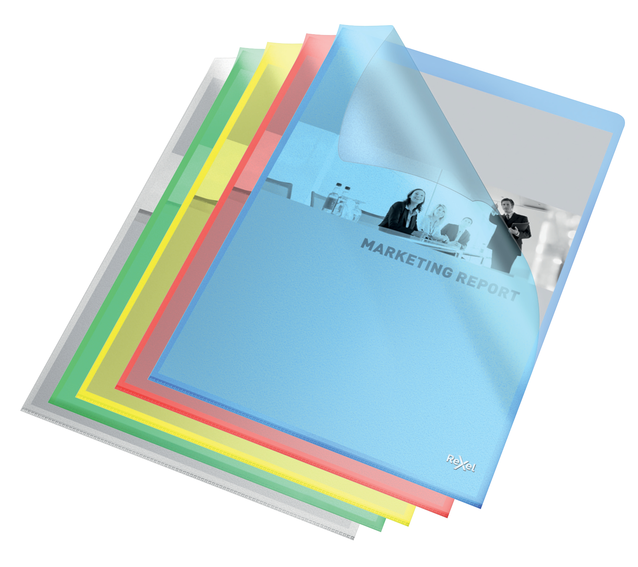 Rexel Quality A4 Document Folder, Assorted Colours, Embossed, 115mic, Cut Flush, Copy Safe (Pack 100)