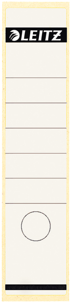Leitz Self Adhesive Replacement Spine Labels for Standard 80 mm Lever Arch Files, Wide and Long, 61 x 285 mm, Paper, White (Pack of 10)
