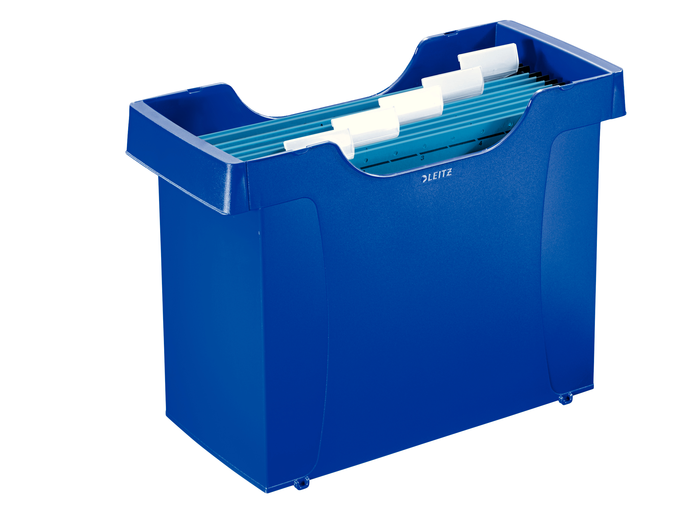 Leitz Plus Suspension Filing Unit SuPolypropylenelied with 5 Leitz Alpha suspension files, labels and label holders. Blue