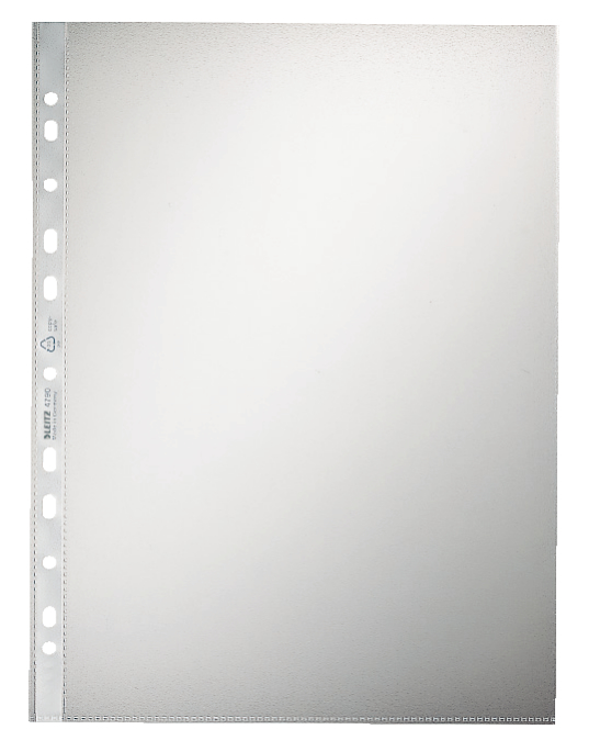 Leitz High Quality Pocket Embossed, clear, 0.09 mm 30% pre-consumer recycled PP. A4. Clear (Pack 100) - Outer carton of 5
