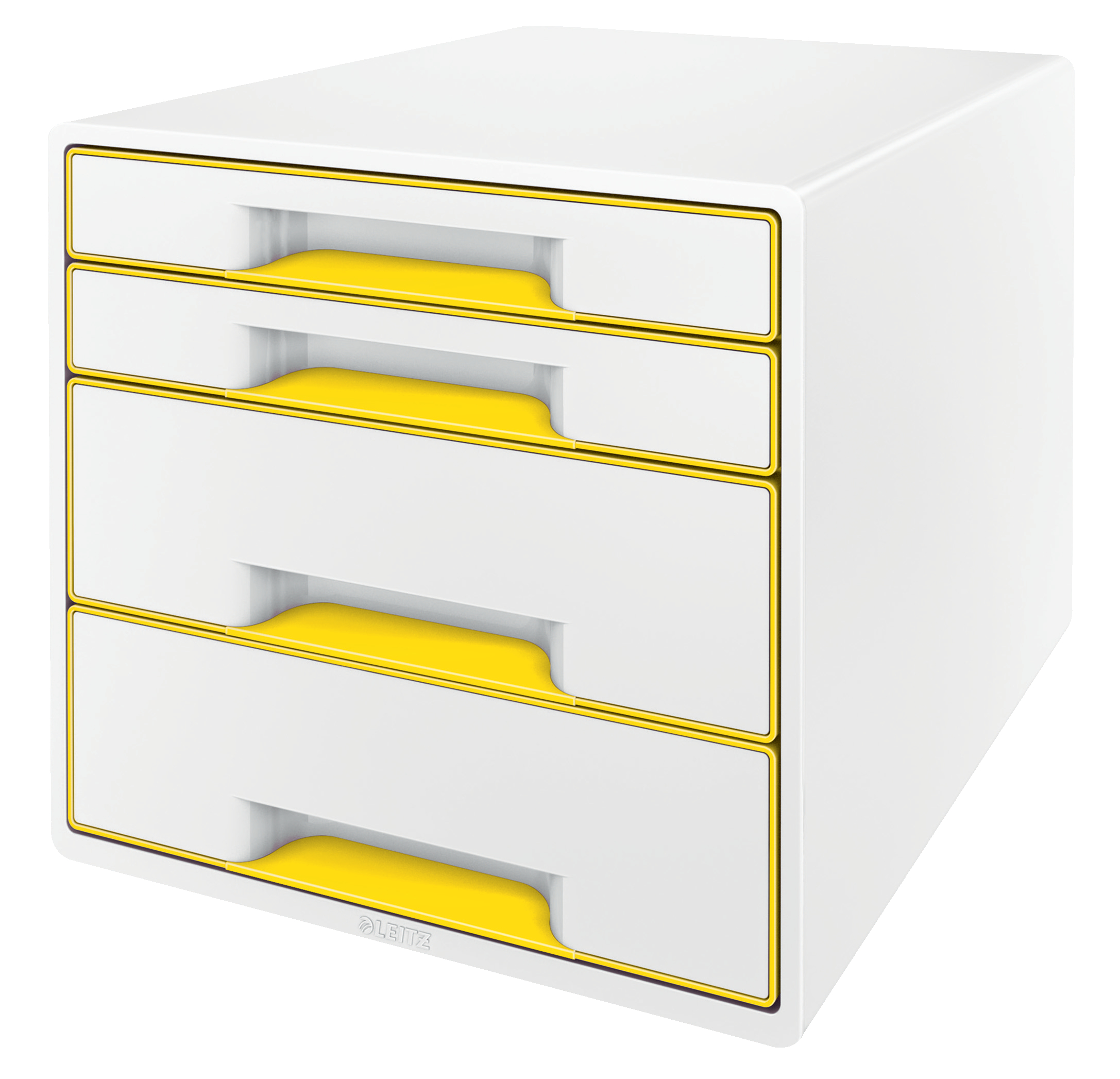 Leitz WOW CUBE Drawer Cabinet, 4 drawers (2 big and 2 small). A4 Maxi. White/yellow