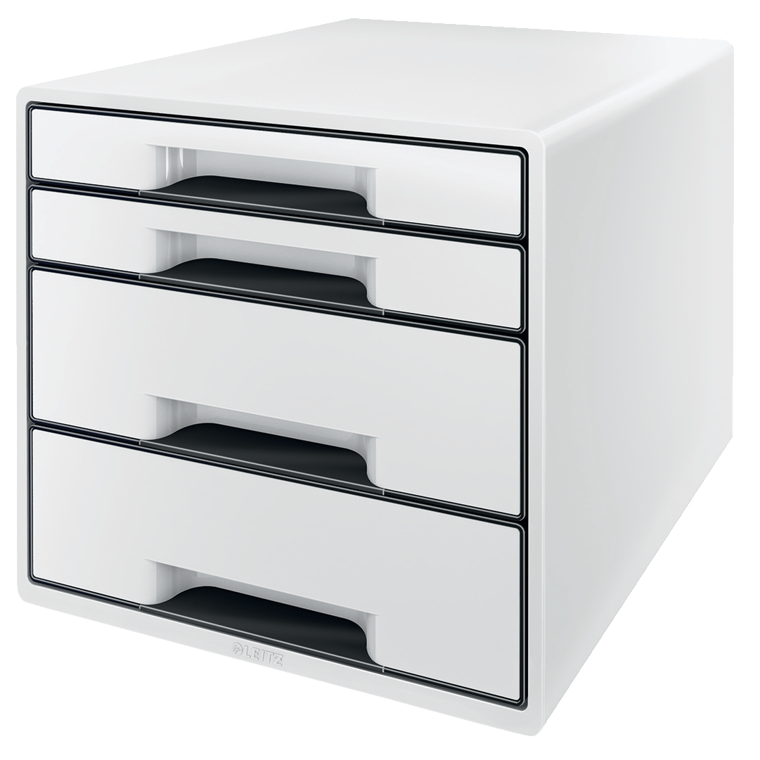 Leitz CUBE WOW 4 drawer unit (2 big and 2 small). A4 Maxi White/black