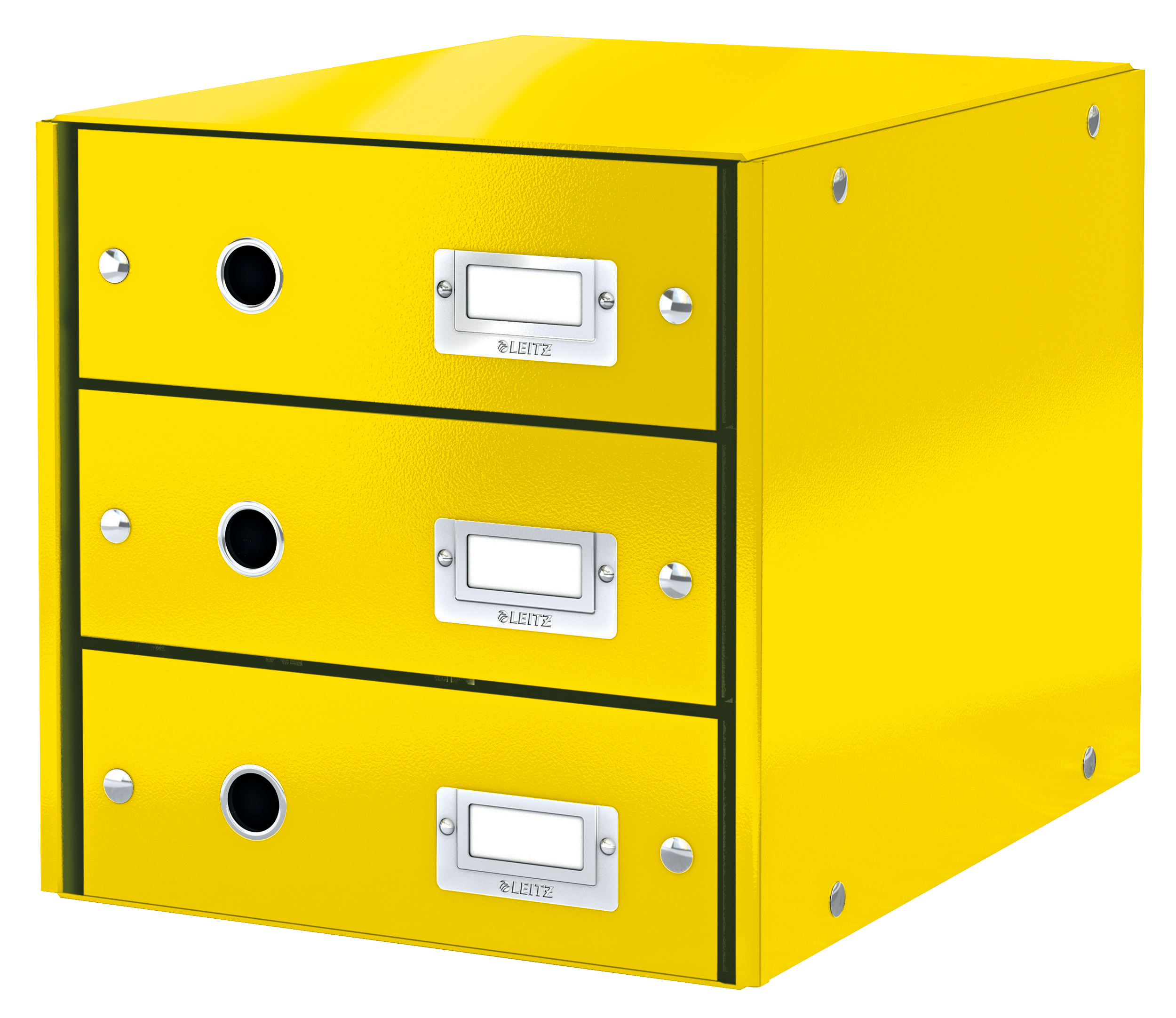 Leitz WOW Click & Store Drawer Cabinet (3 drawers).  With thumbholes and label holders. For A4 formats. Yellow.