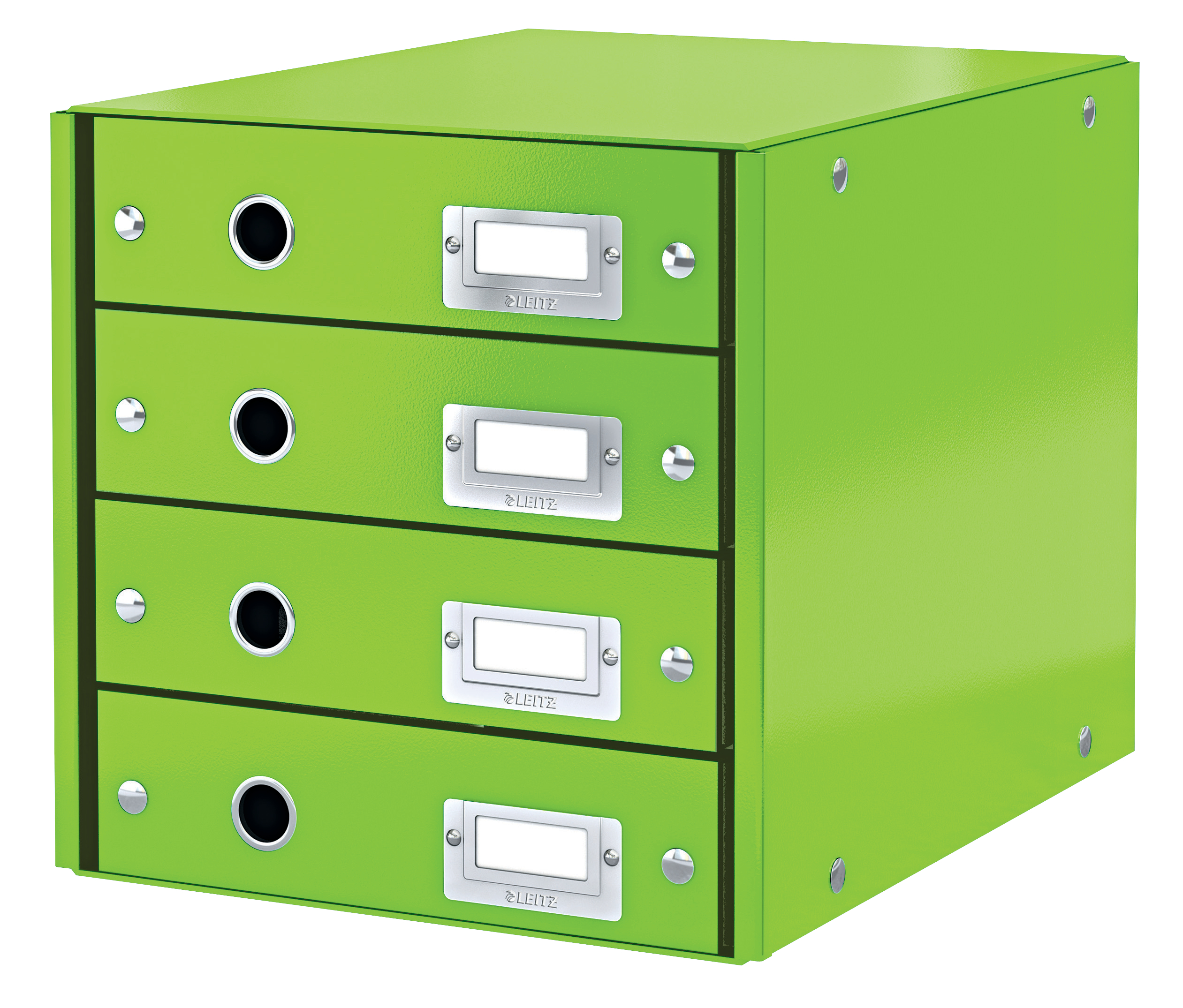 Leitz WOW Click & Store Drawer Cabinet (4 drawers). With thumbholes and label holders. For A4 formats. Green.