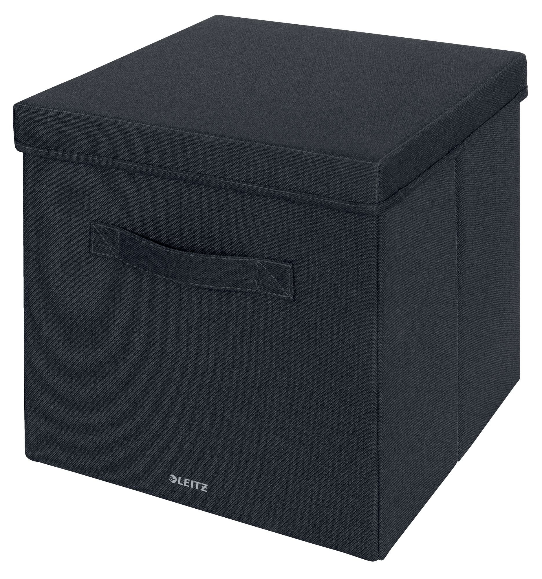 Leitz Fabric Storage Box with Lid Large, 1 x Pack of 2 Velvet Grey