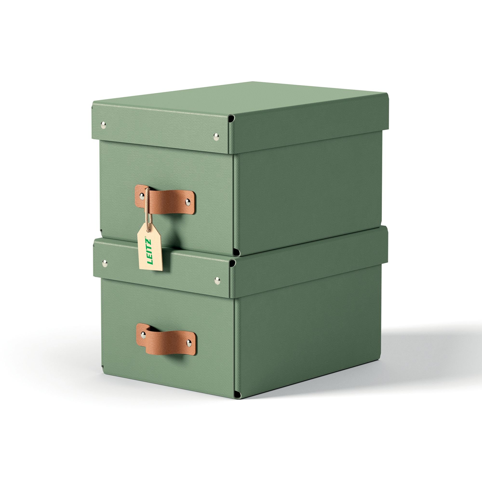 Leitz Puro Storage Box with lid, small, 7L, 100% recycled card, pack of 2