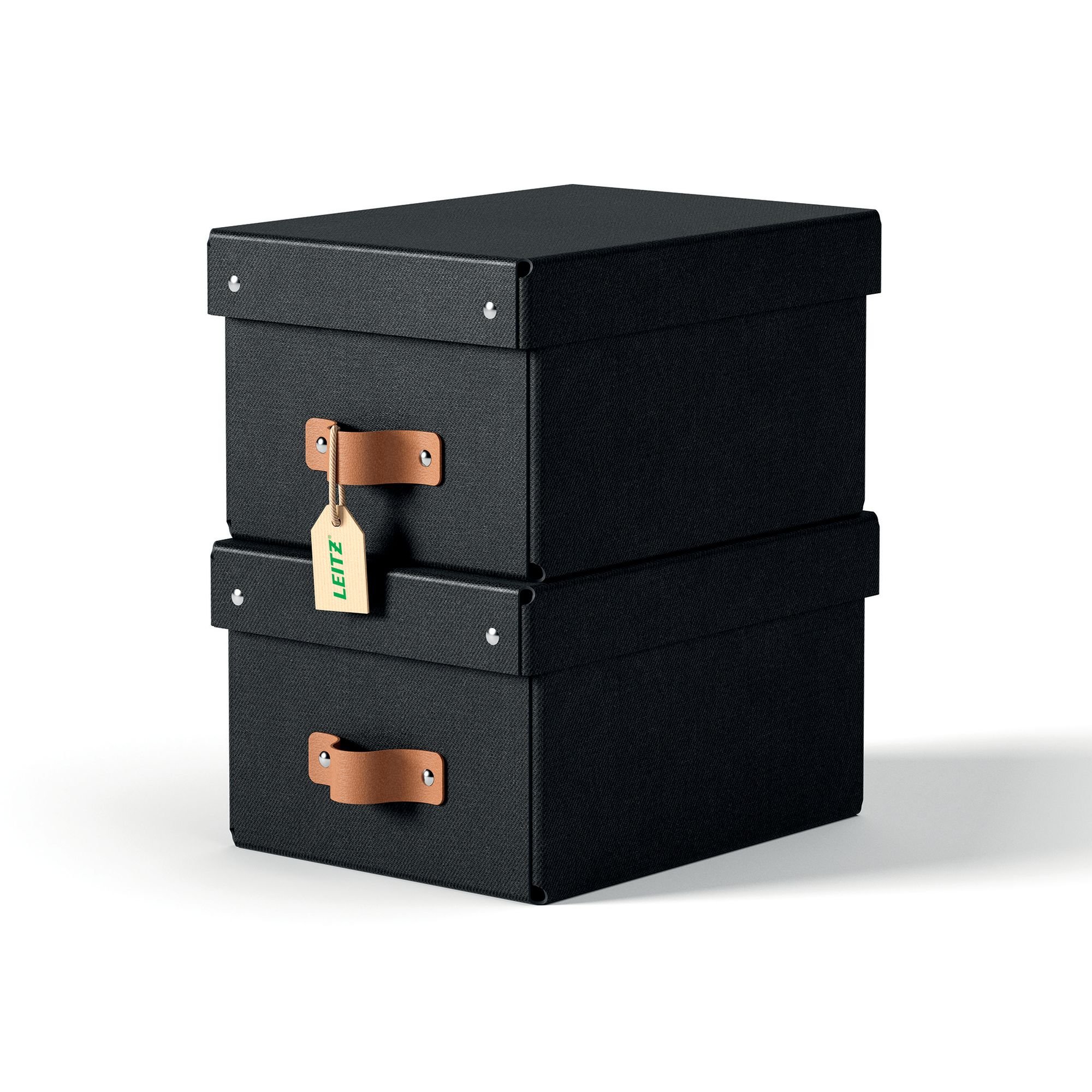 Leitz Puro Storage Box with lid, small, 7L, 100% recycled card, pack of 2
